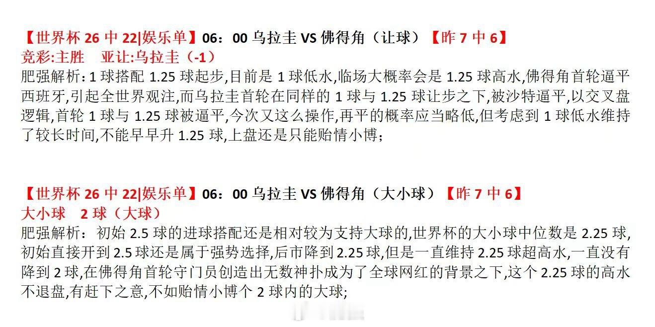 【肥强世界杯专栏】持续爆火！私房菜近27中24！世界杯 【世界杯战报：乌拉圭2比