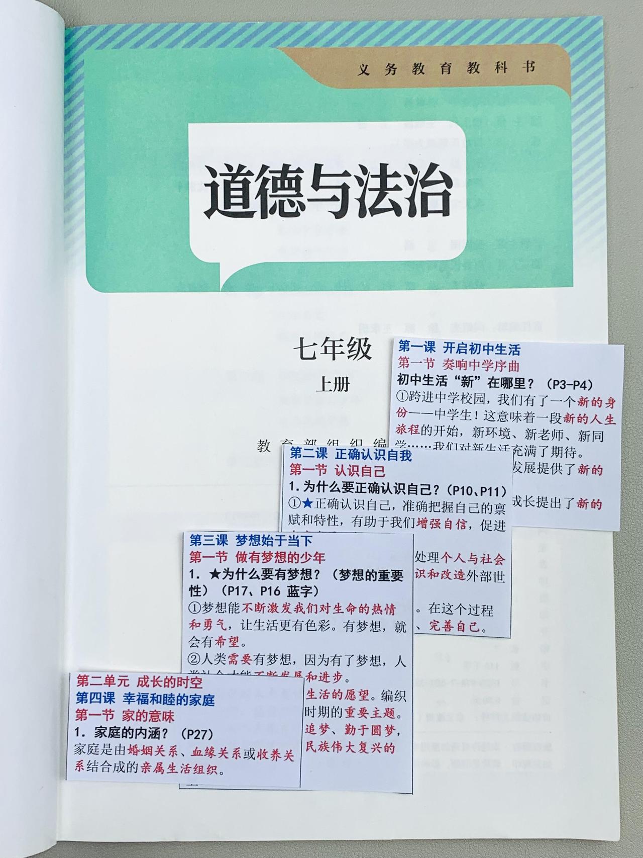 火箭班老师发的，七上道法课课贴，太及时了