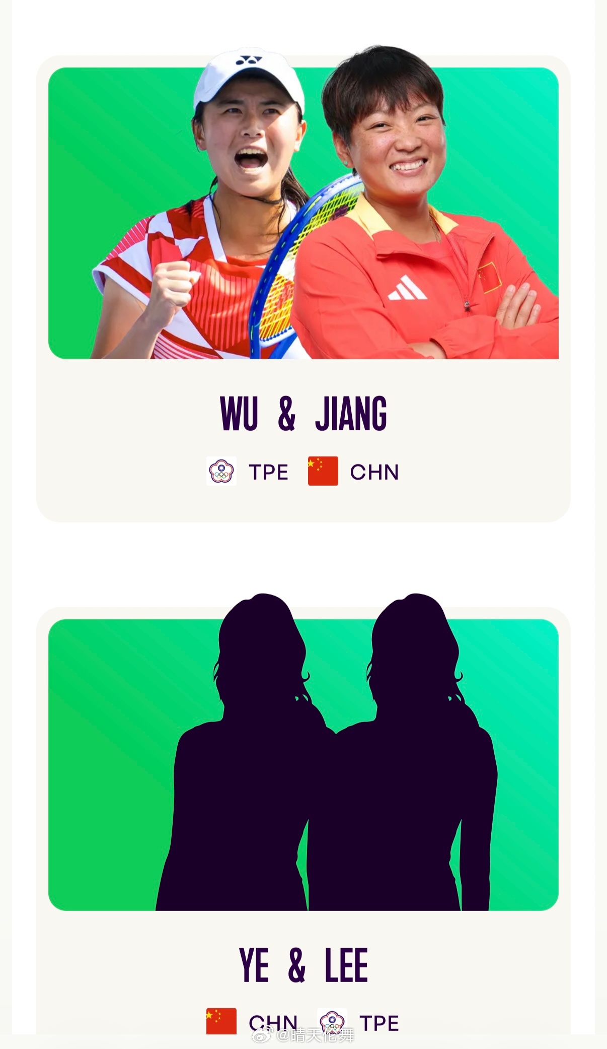 雅典WTA250双打名单蒋欣玗🇨🇳/吴芳娴重组汤千慧🇨🇳/拉姆斯登🇬?