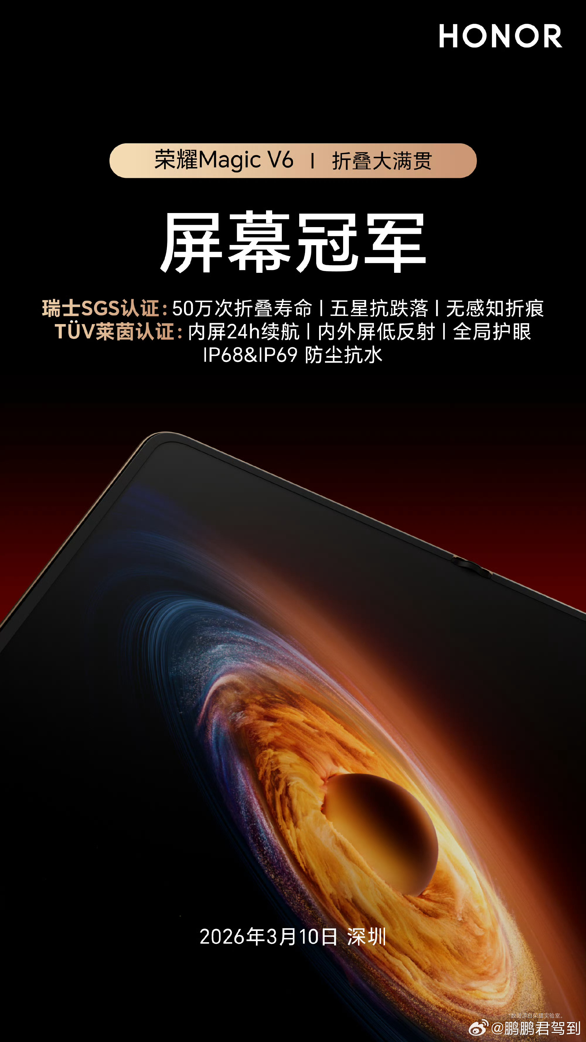 荣耀Magic V6的屏幕，夯爆了！屏幕，绝对是折叠屏手机的主角，而在屏幕的可靠