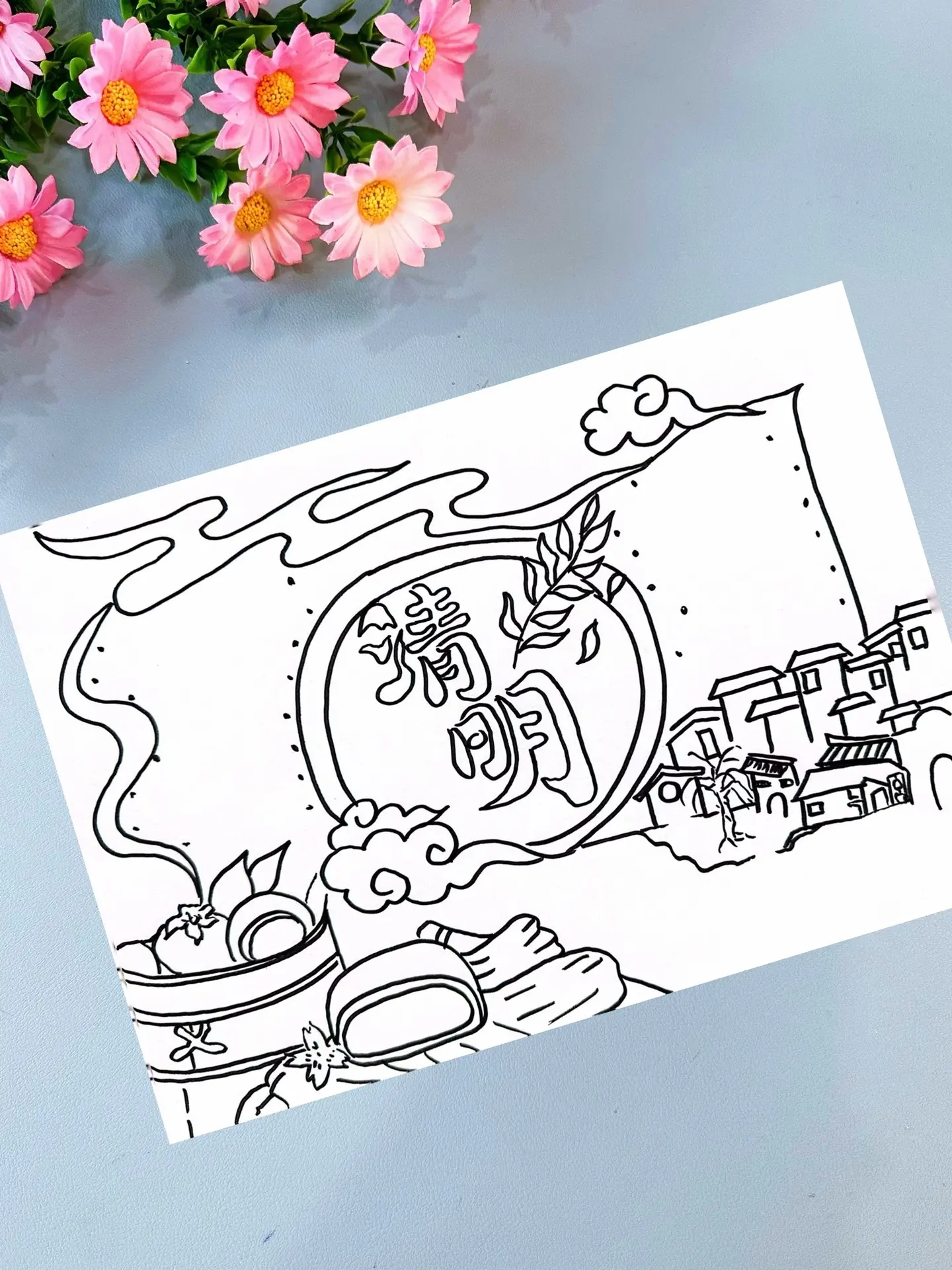 清明节手抄报来啦！手抄报线稿