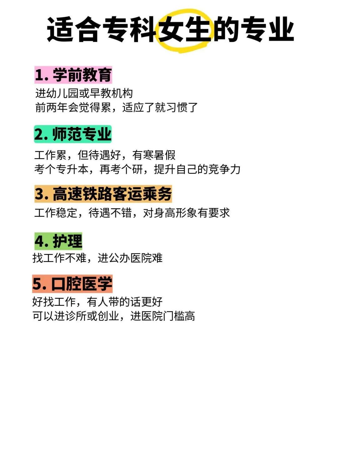适合专科女生的专业