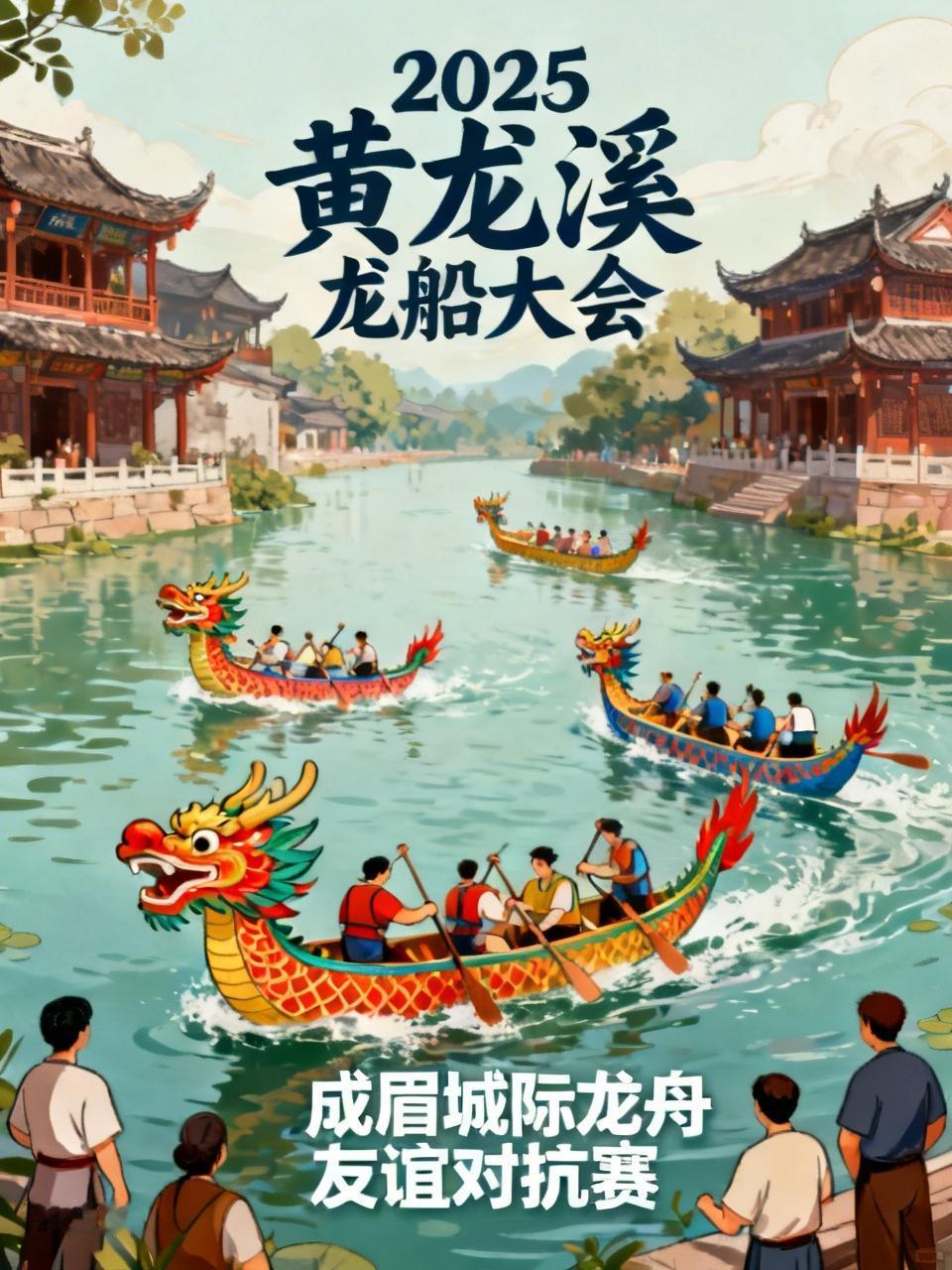 四川双流黄龙溪古镇的锦江河，简直是龙舟竞渡的热血舞台！2025 年 4 月 17