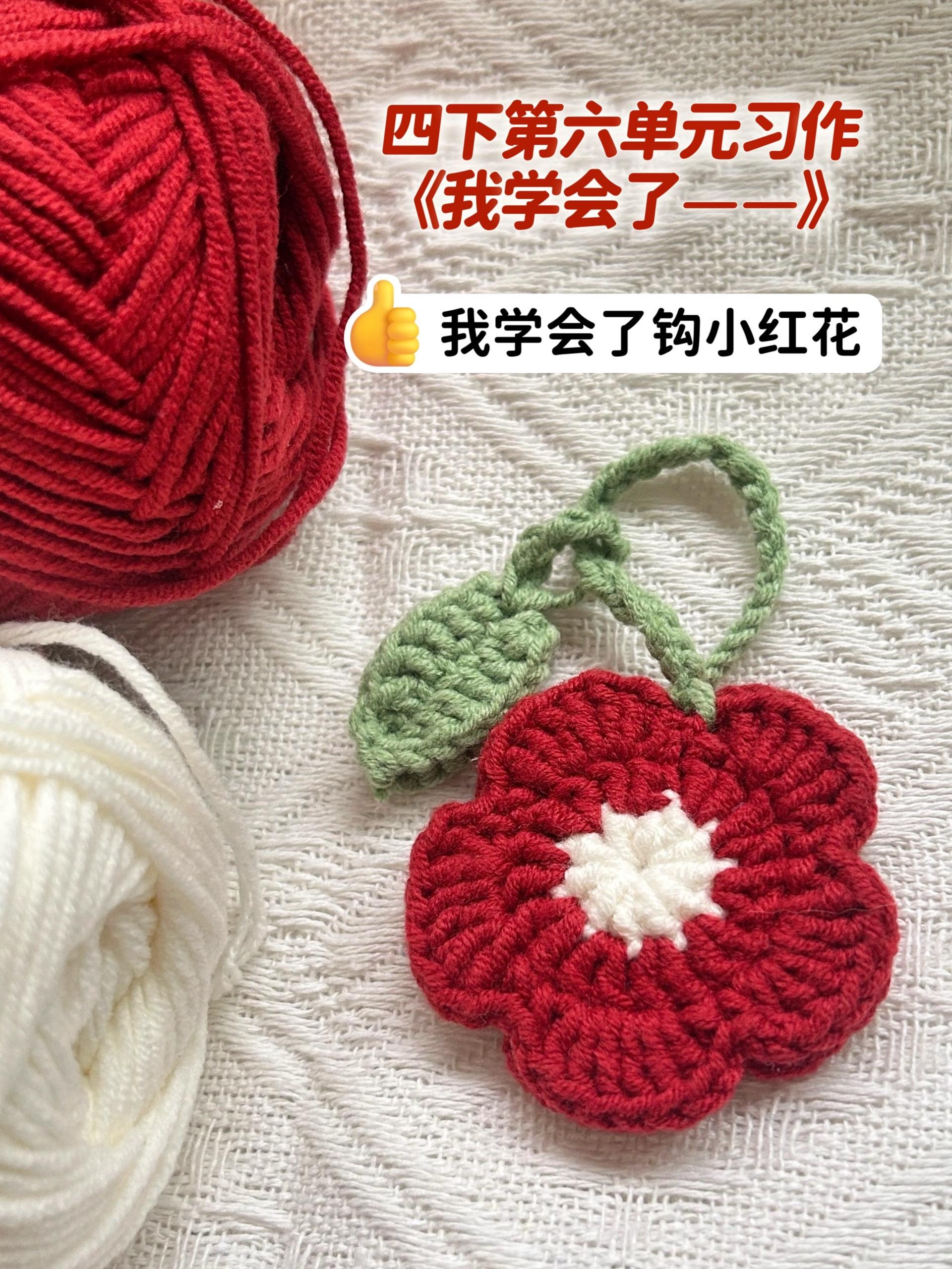 《我学会了——》 我学会了钩小红花。小学四年级下册第六单元习作《我学会...