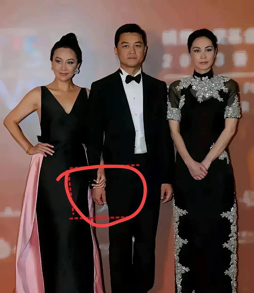 刘嘉玲手挽李亚鹏，王菲看上去好像不介意。当时刘嘉玲、王菲、李亚鹏三人拍照，王菲没