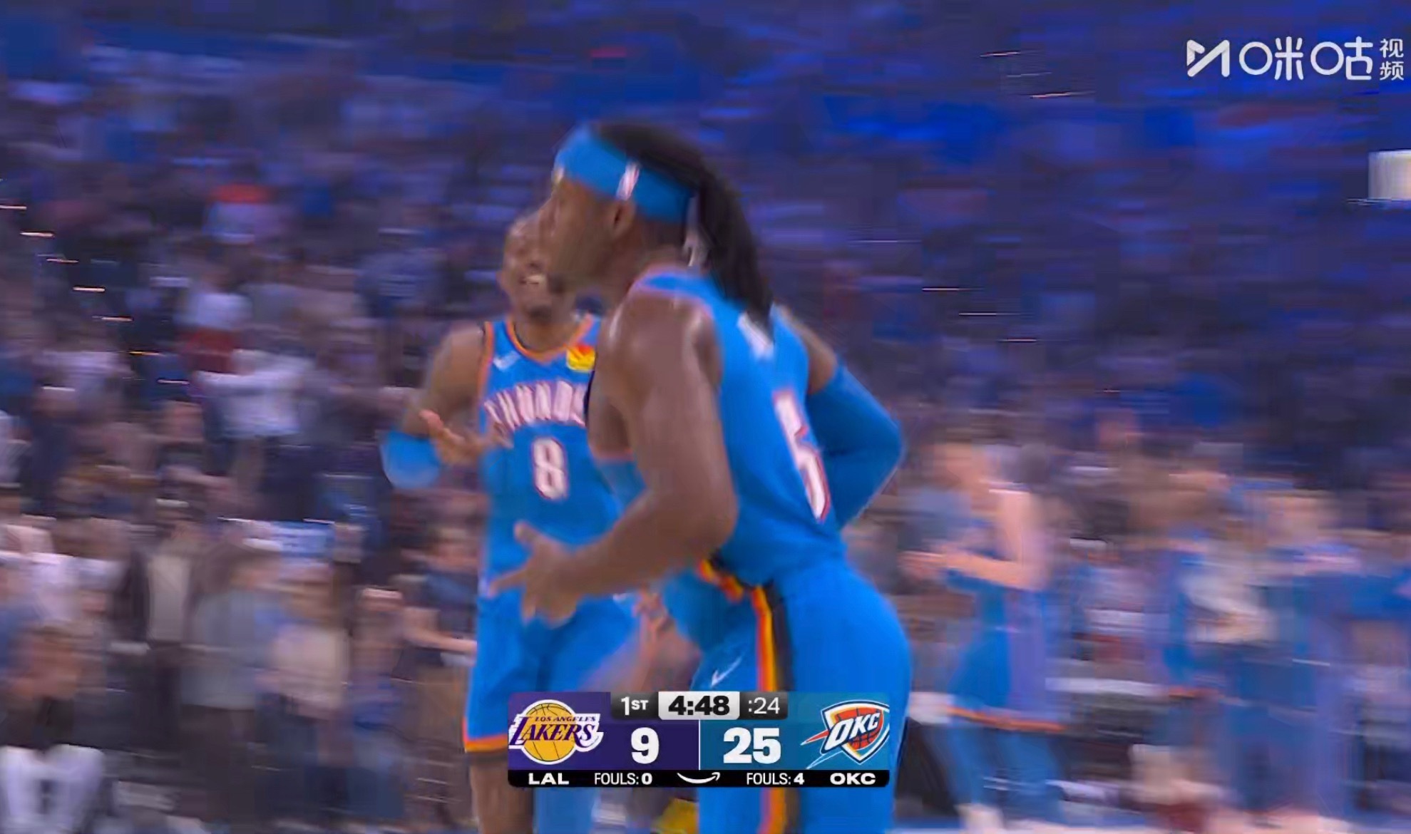 湖人被打爆，确实难打。湖人vs雷霆