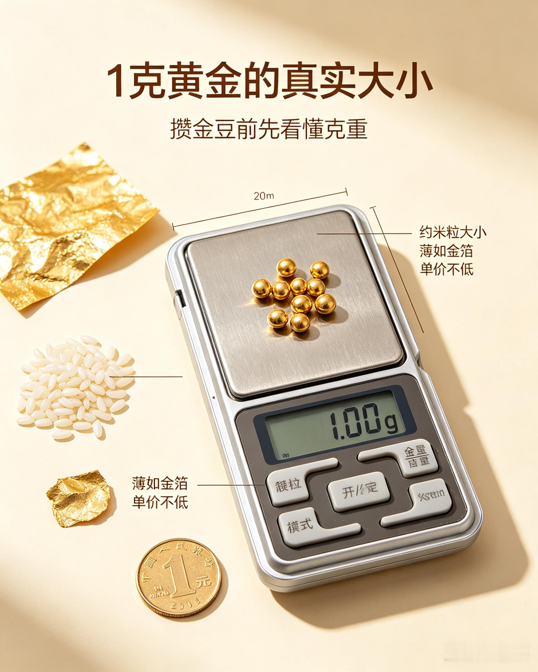 被1克黄金的大小震惊到了很多人对黄金克重没概念，听着1克好像不少，实际压成金箔薄