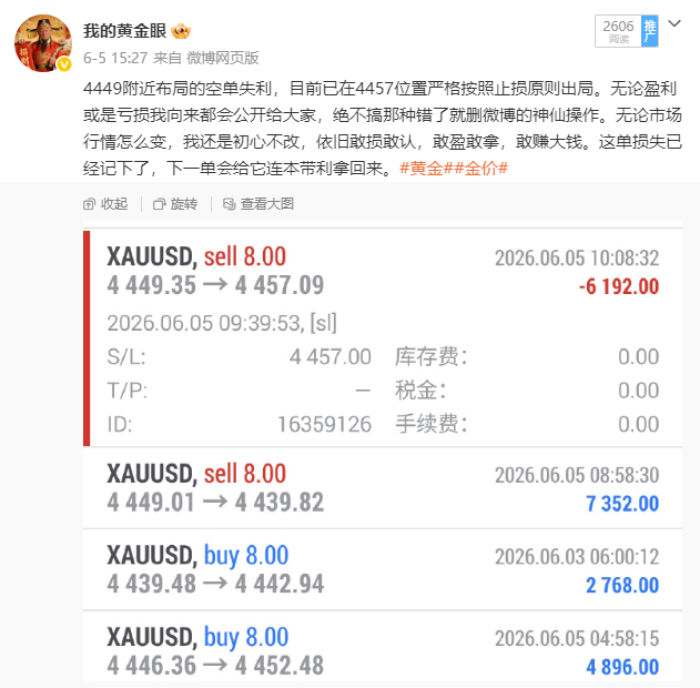 总结：上周五微博共做两单，一胜一负，小损基本可以忽略不计。4446多单4452离