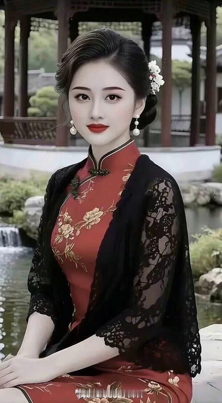 古典优雅，红衣美人，韵味十足