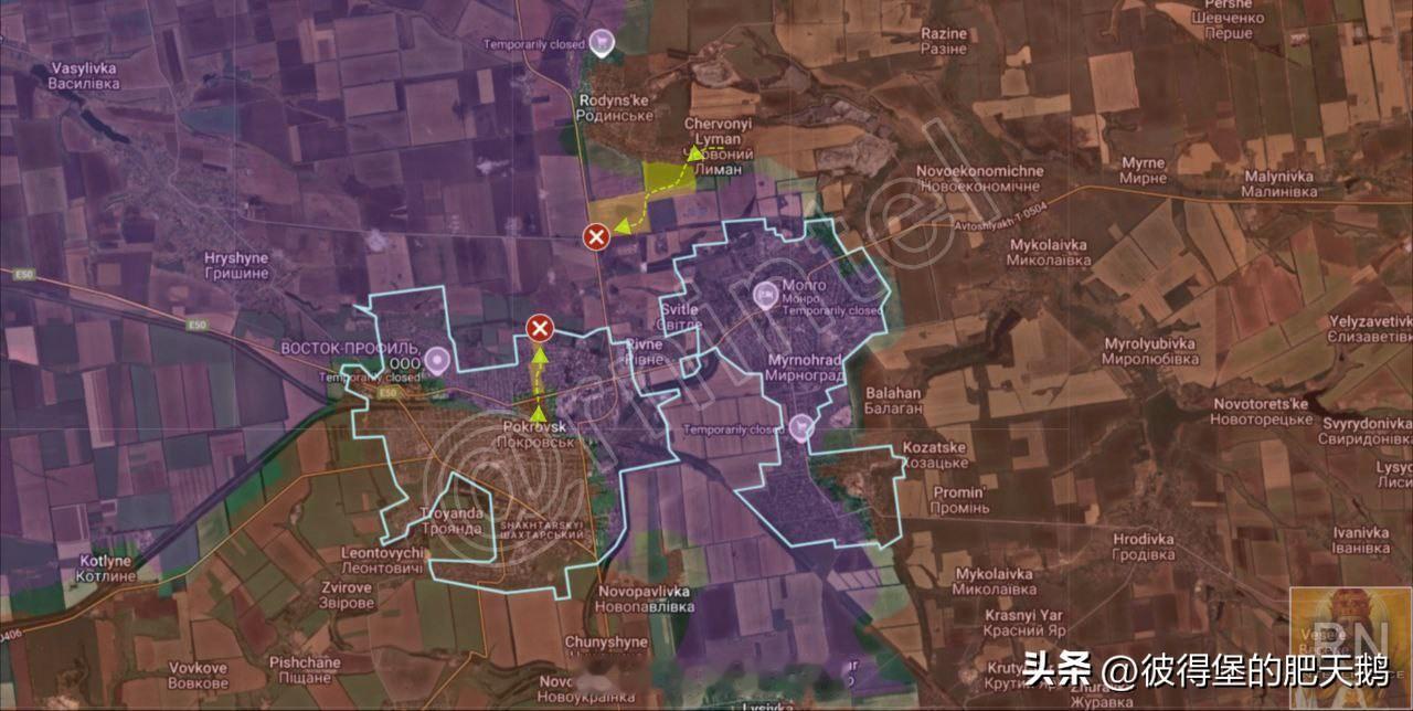 在过去的几个小时里，有战报地图上显示红军城两个地点 —— 西北方向发现了俄军。