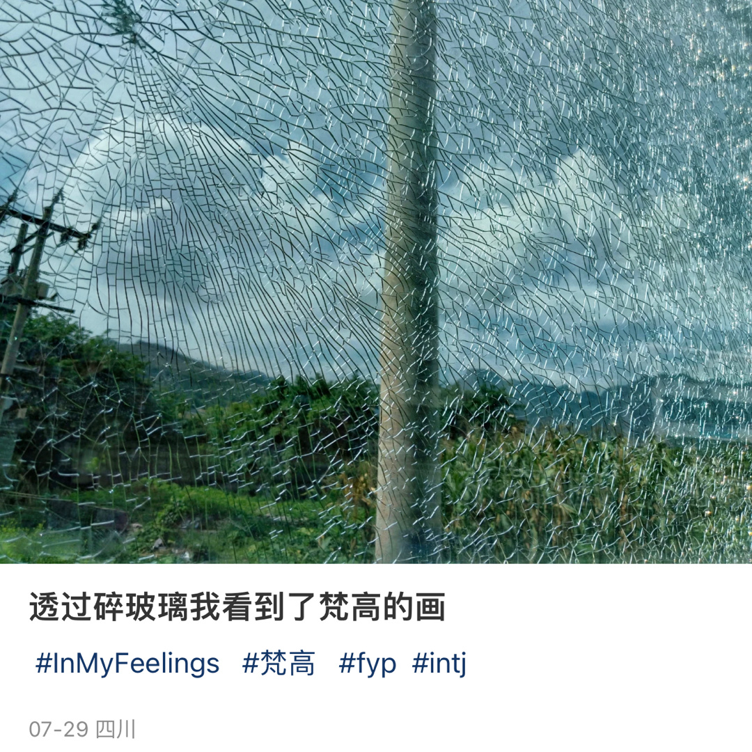 透过碎玻璃看到了梵高的画 ​​​