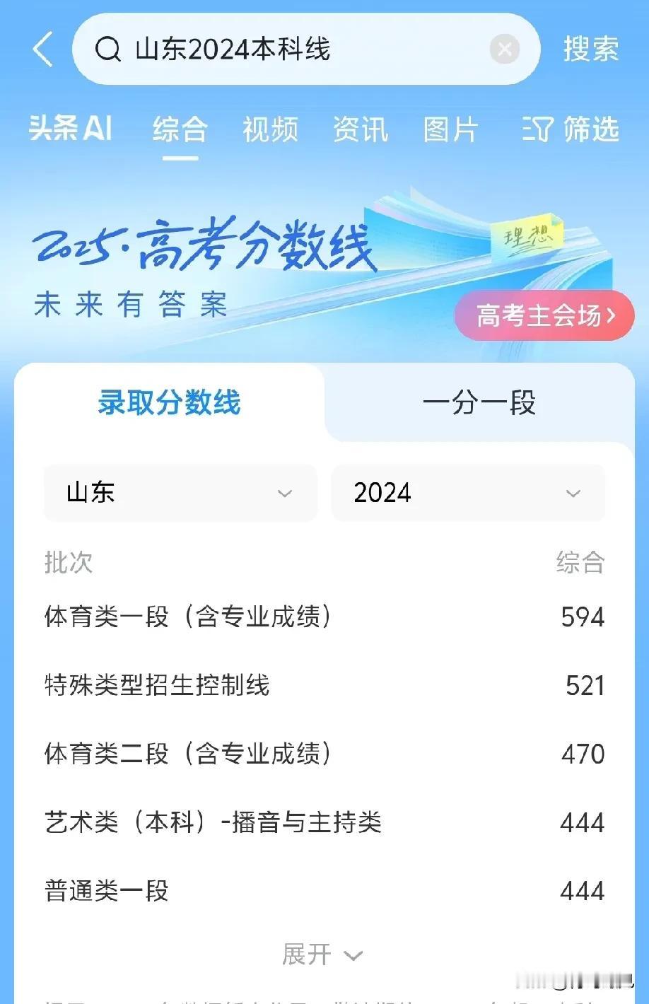 441分！2025山东高考一段线公布，比2024年低3分，填本科的机会线441分