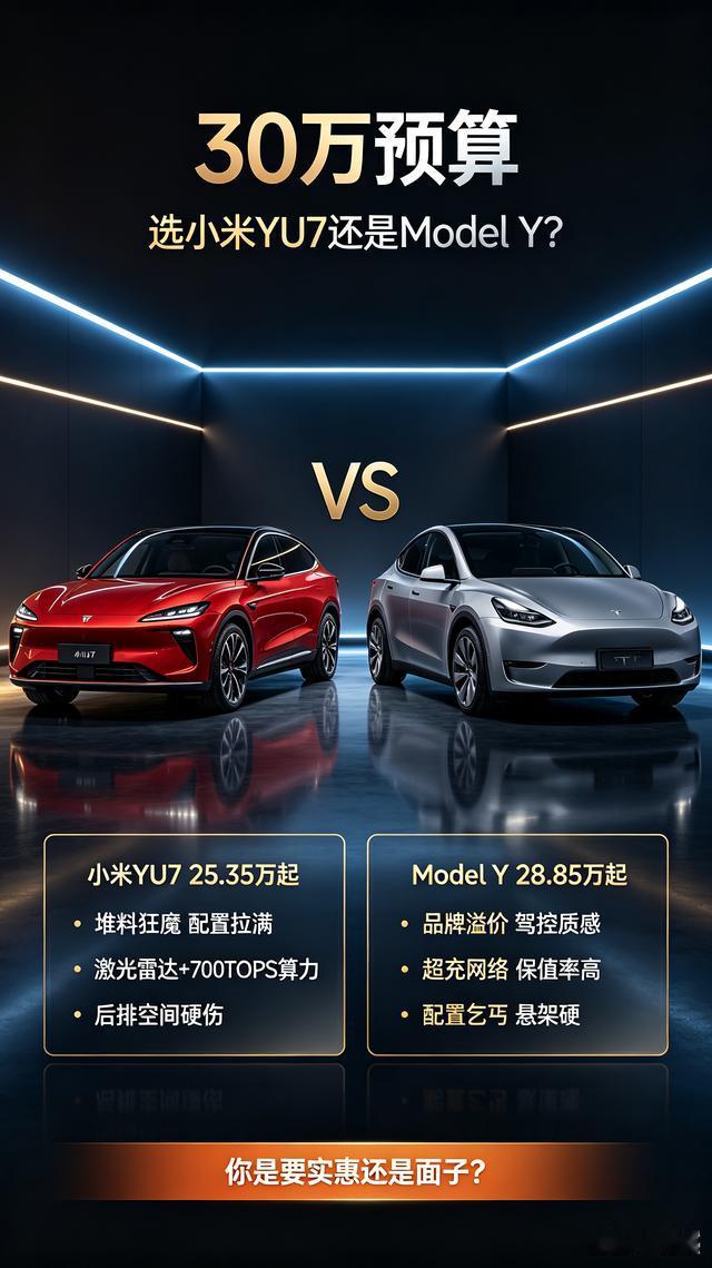 30万预算选小米YU7还是特斯拉Model Y？这个问题吵了快半年了，今天把话说