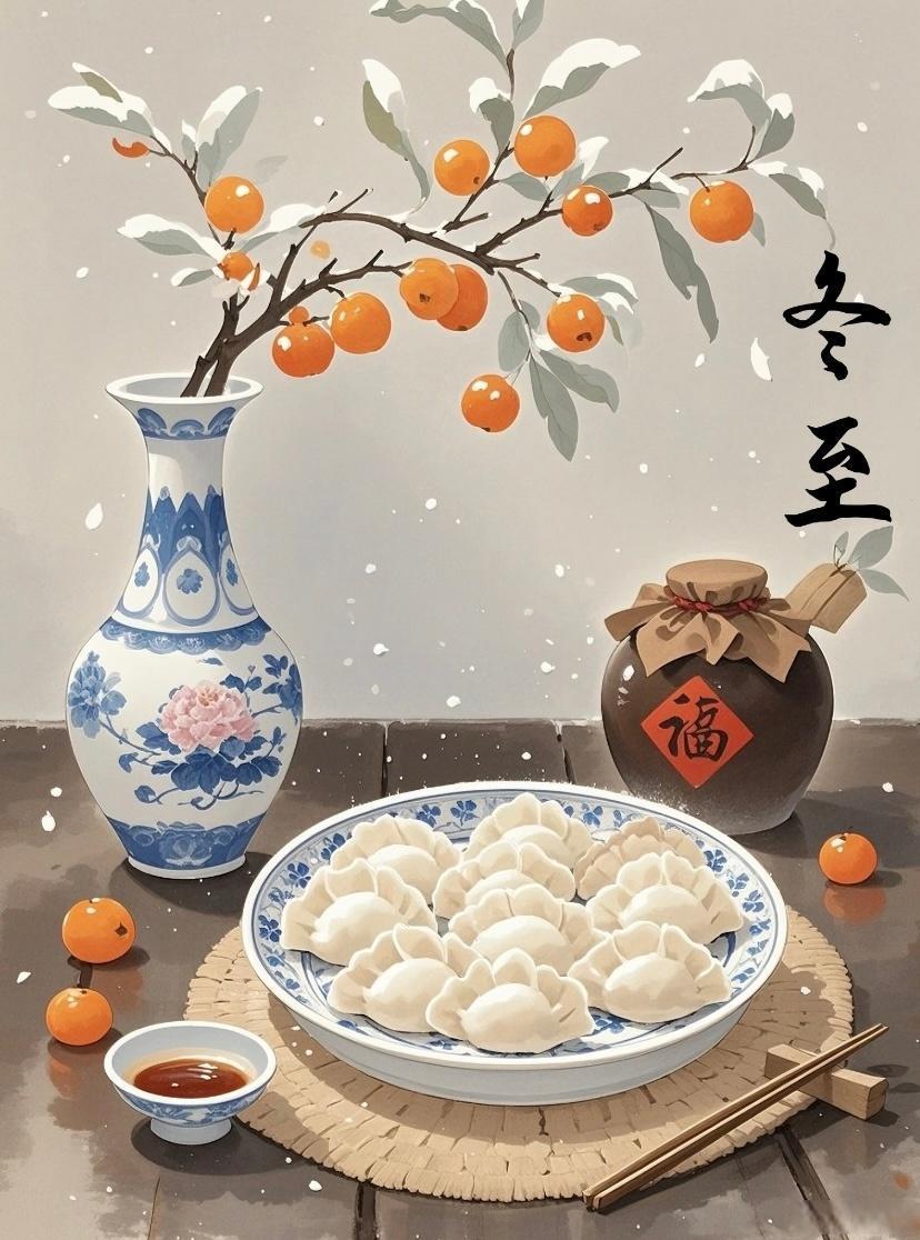 今日冬至，
岁暮天寒，
长夜漫漫。
 愿你碗里有热饺酸汤，
身边有家人相伴。
愿