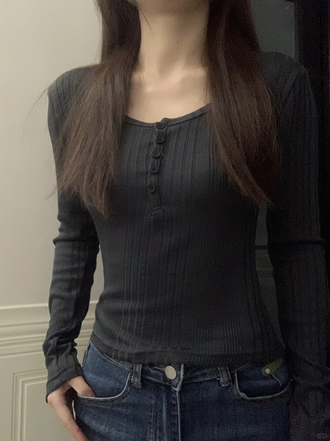 好显瘦的打底衫啊～