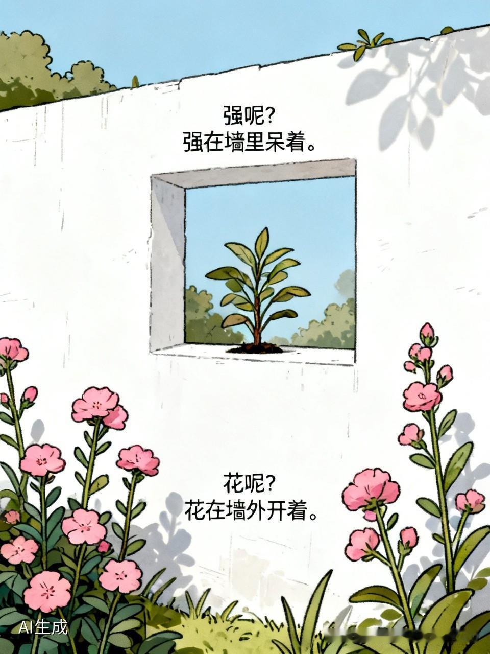[玫瑰][玫瑰][玫瑰][玫瑰]有问答云：强在何处？强于墙里静驻。花在何方？花于