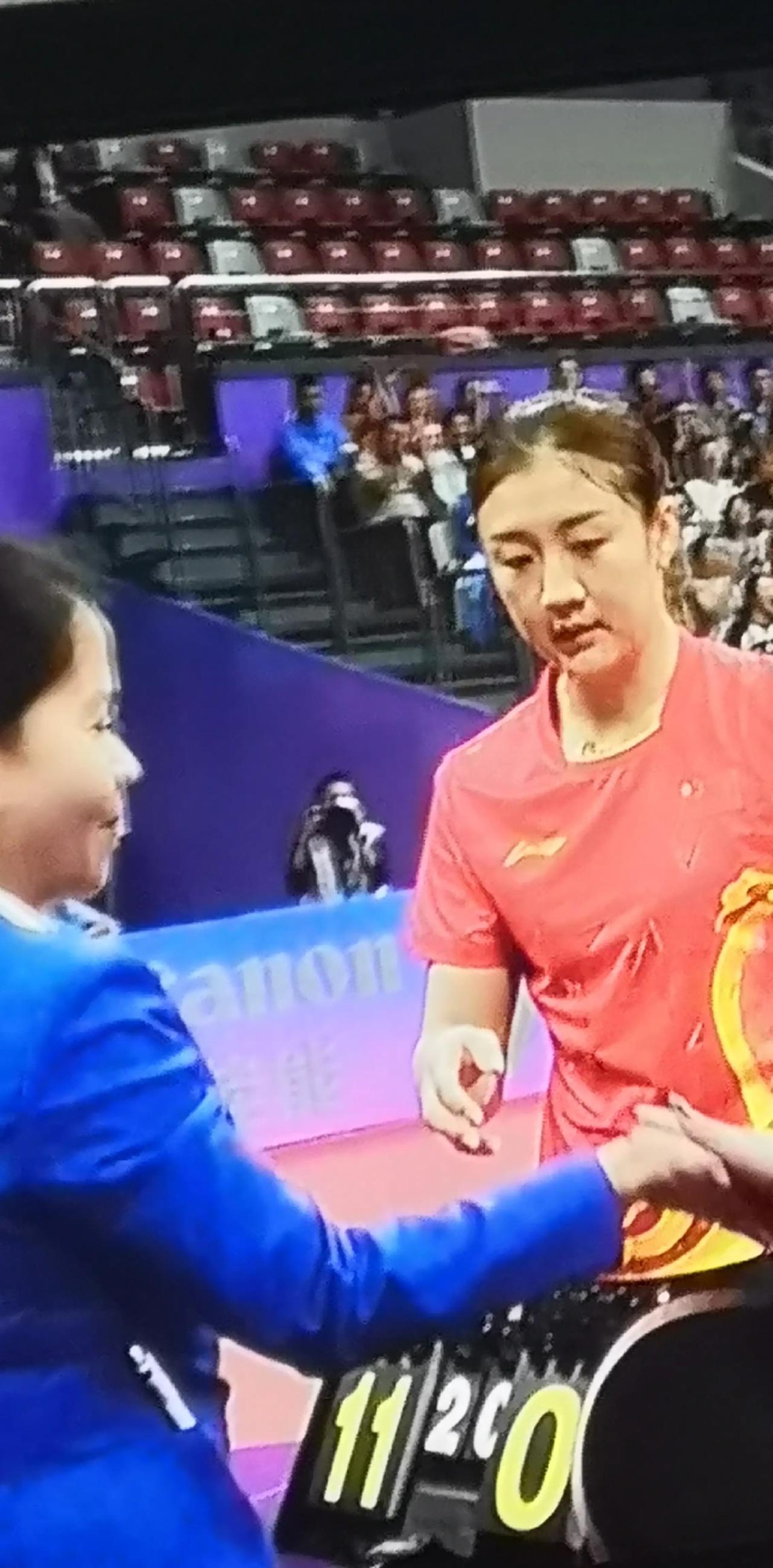 陈梦11：0零封泰国选手，马琳笑了，亚运会乒乓球女子团体轻松进入决赛。
    