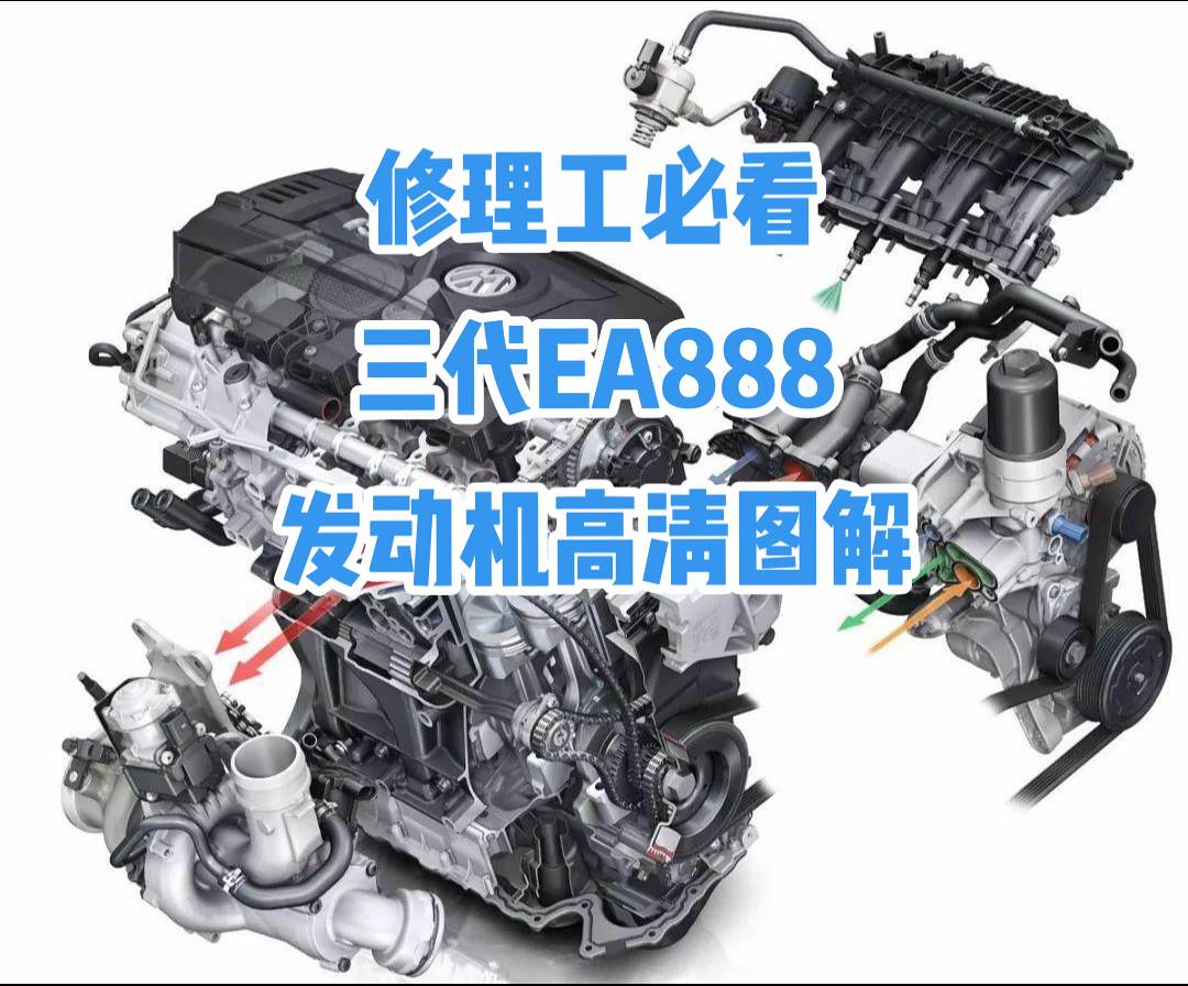 修理工必看三代EA888发动机高清图解，点赞加关注避免下次就刷不到了。