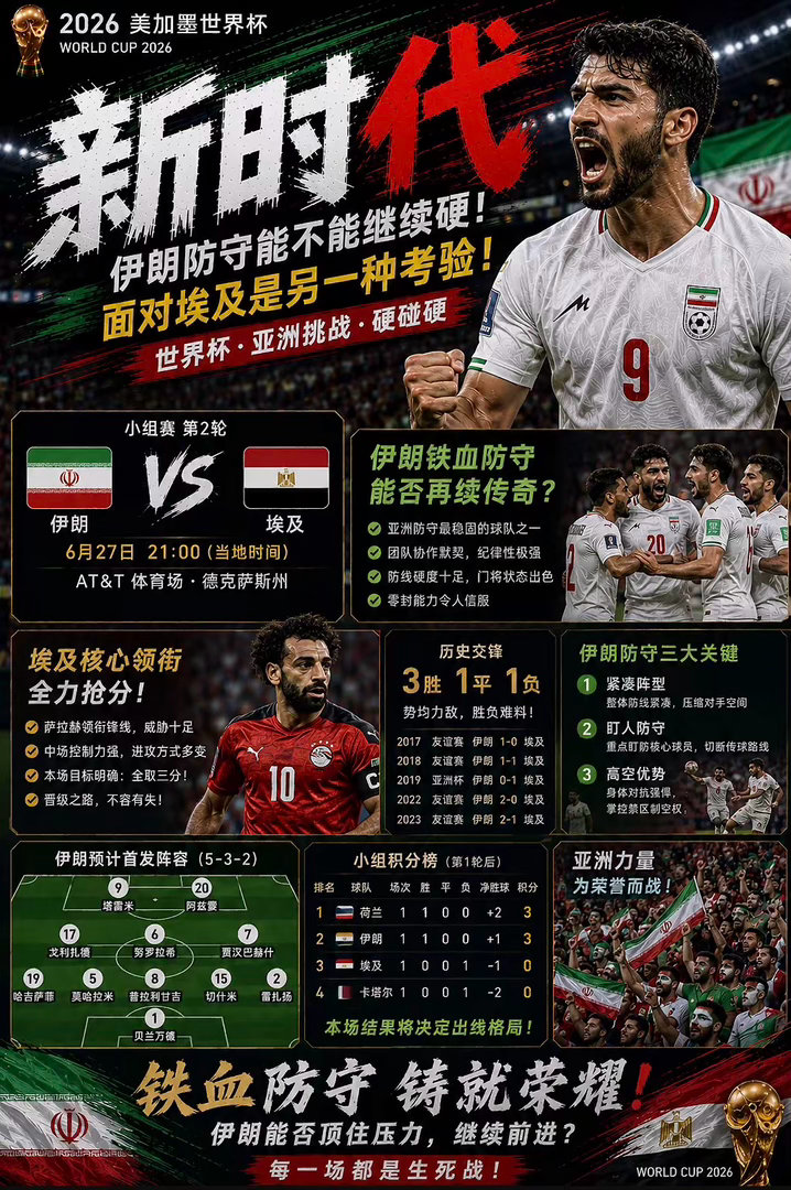 周四064：世界杯    埃及VS伊朗2026.06.27    11：00埃及