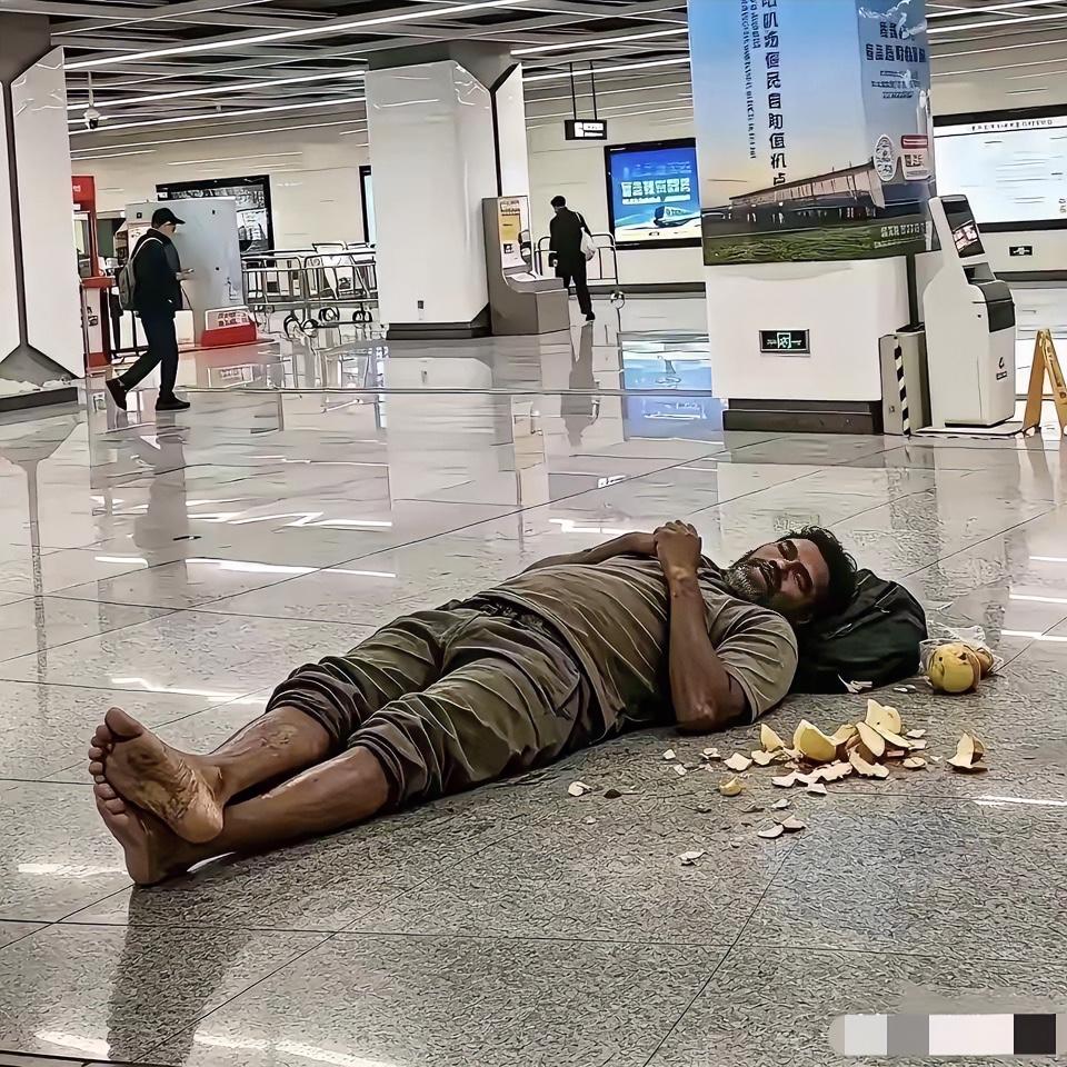 在机场候机大厅看到印度人躺在地上，周围垃圾一地，旅客纷纷避开，这场景还挺让人唏嘘