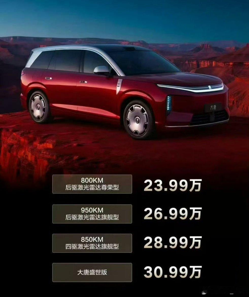 比亚迪大唐23.99万起上市 800KM 后驱激光雷达尊荣型 23.99 万元9