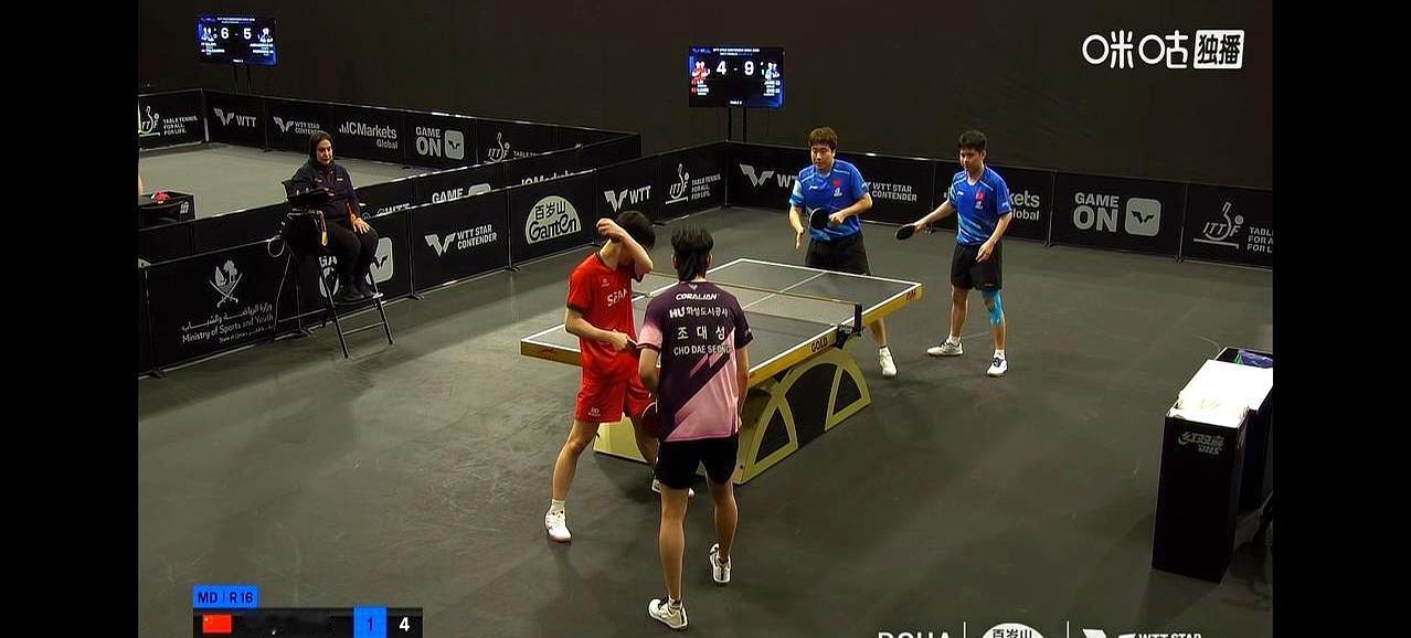 男双世界前十一轮游
 

输给韩国临时拼凑的左右手搭档，还是决胜局9比9之后连丢