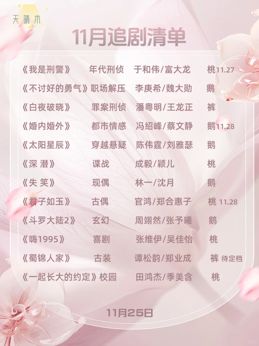 11月追剧指南：在播剧清单（下）