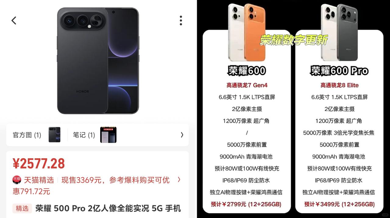 荣耀500 Pro突然降价，直降1000元，现在2557可以拿下

个人感觉原因
