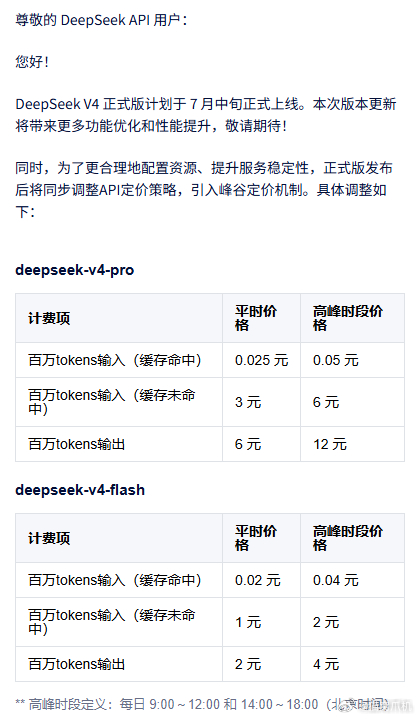 deepseek api引入峰谷价格机制。其实很好理解，上班时间大家用的多价格高