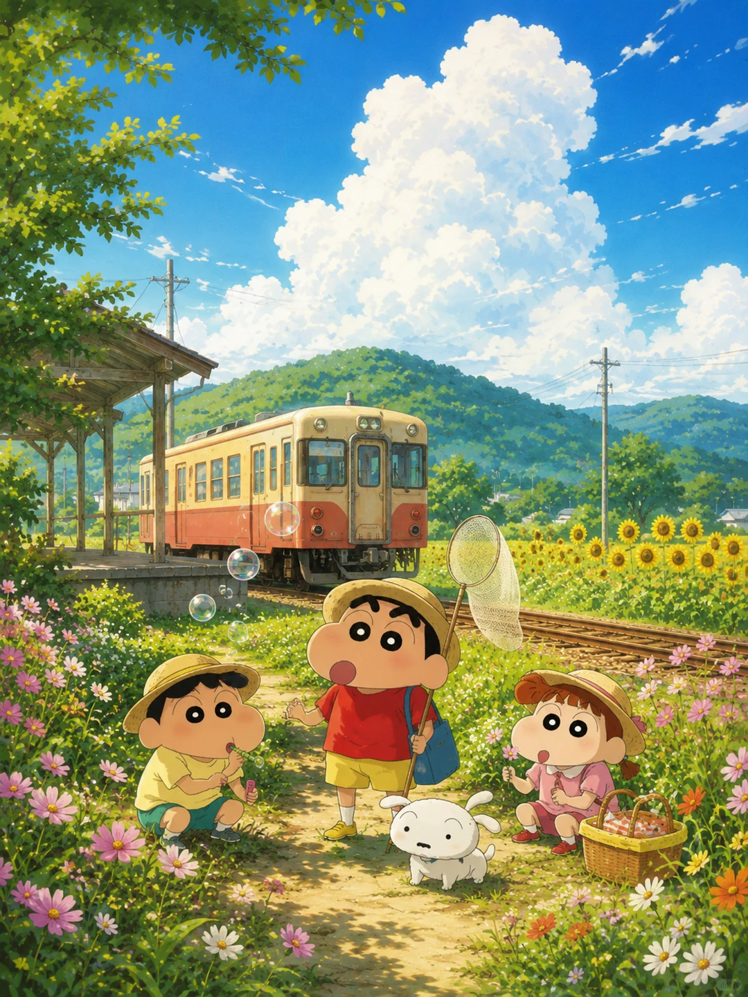 动漫 夏日治愈丨蜡笔小新 蝉鸣、西瓜、晚风，小新承包整个夏天的温柔 