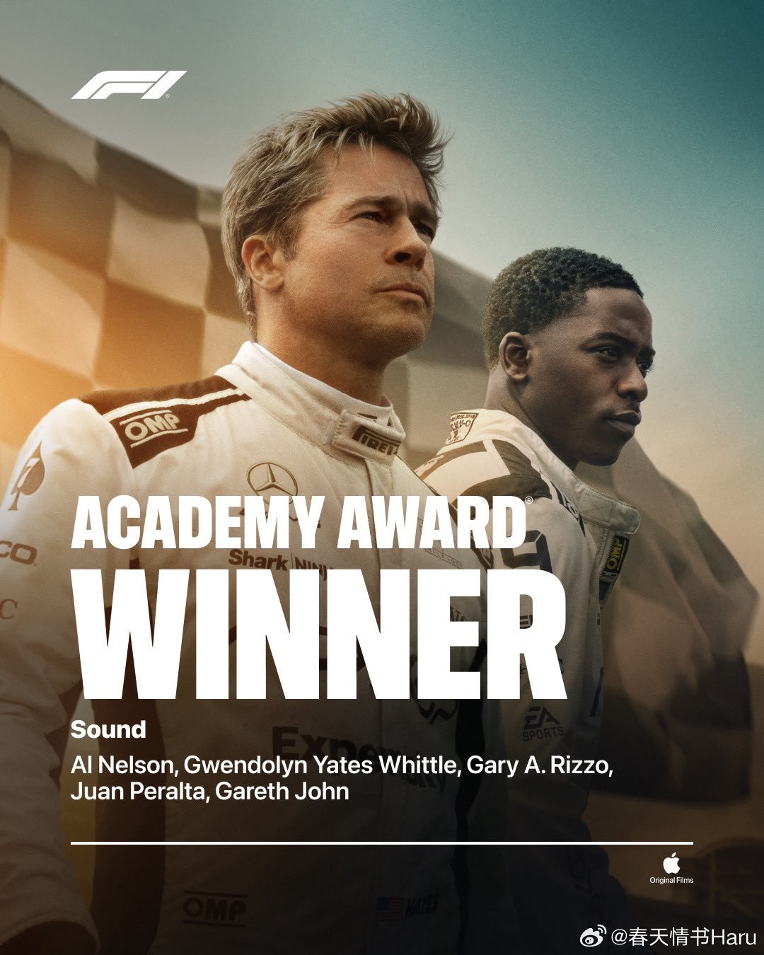 《F1: 狂飙飞车》获得第98届奥斯卡最佳音效，也确实是去年听感最爽的一部电影 