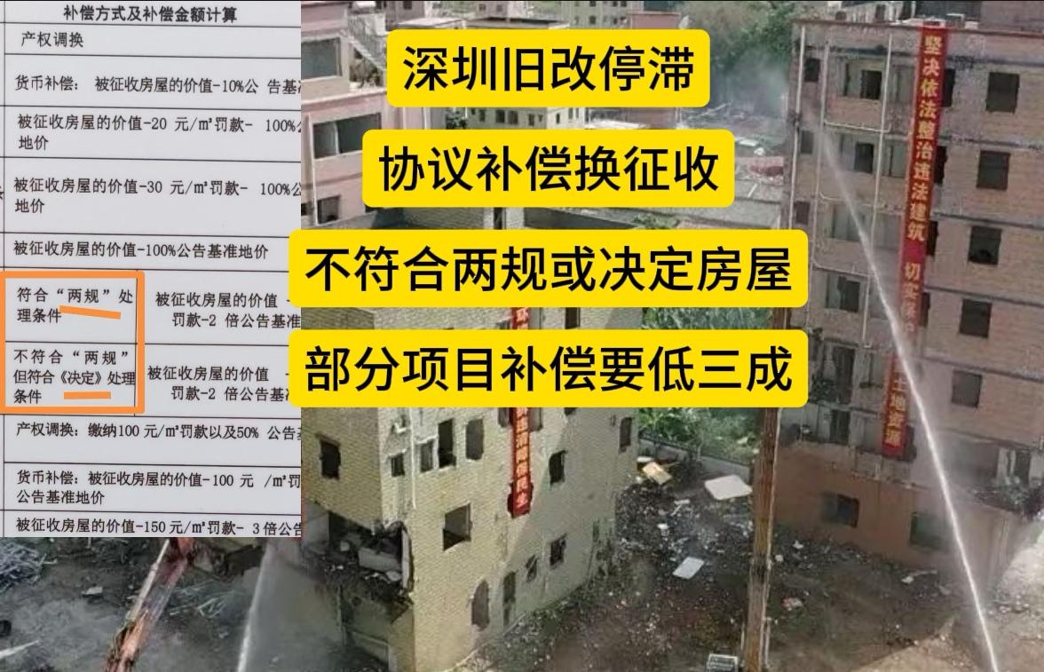 深圳商业行为的旧改大部分停滞不前，我看幸灾乐祸的人还挺多包含自已有城中村物业的！