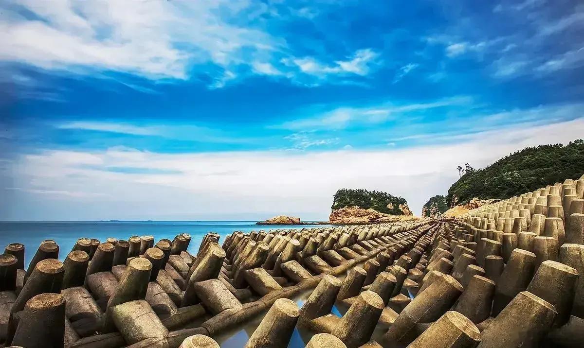 据说这是台湾海岸布置的水泥桩、障碍桩非常之多而且还又高又大，阻止舰艇抢滩登陆，所