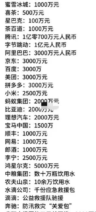 这波洪水受灾地区不少，各大企业纷纷向受灾地区捐了款，腾讯这大手笔是真的有国之大企