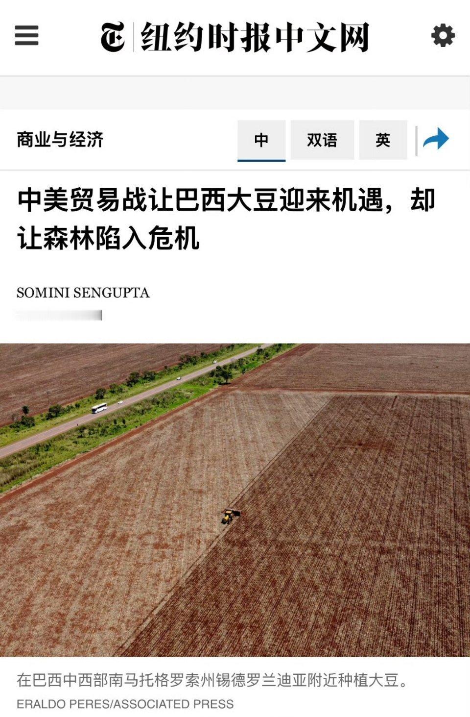 哈哈哈，美豆滞销，美国媒体破防了：中国人买一斤巴西大豆，亚马逊雨林就冒一缕烟。 