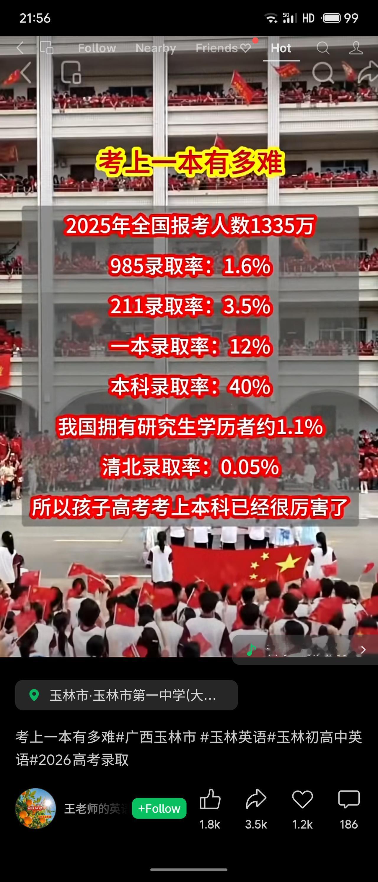 2025年全国高考报考人数达1335万，竞争激烈：985录取率仅1.6%，211