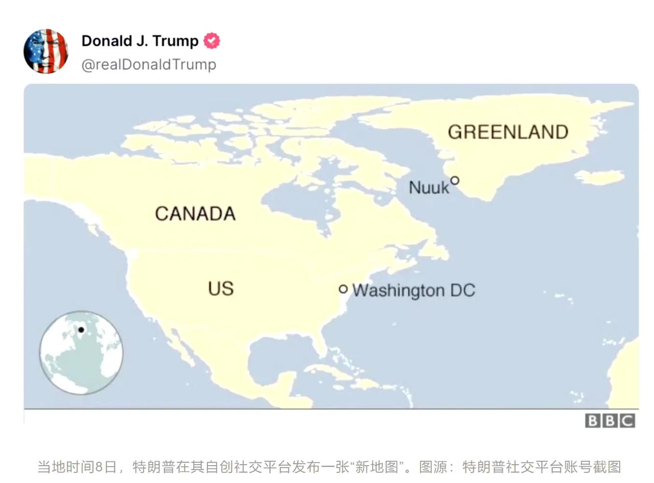 美国当选总统特朗普在当地时间1月8日再次在其自创的社交平台“真实社交”上发布了一