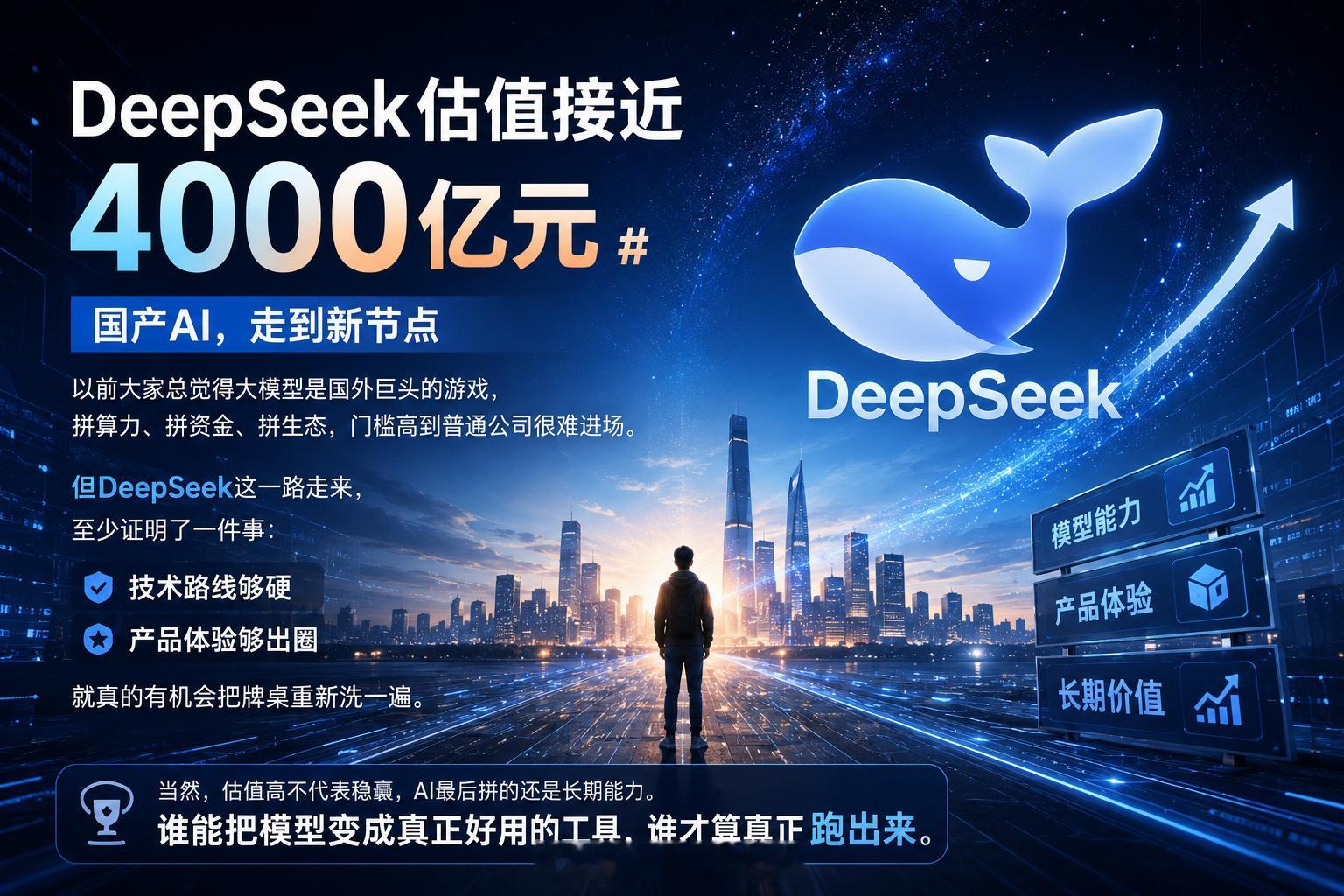 DeepSeek估值接近4000亿元感觉国产AI真的走到一个新节点了。以前大家总