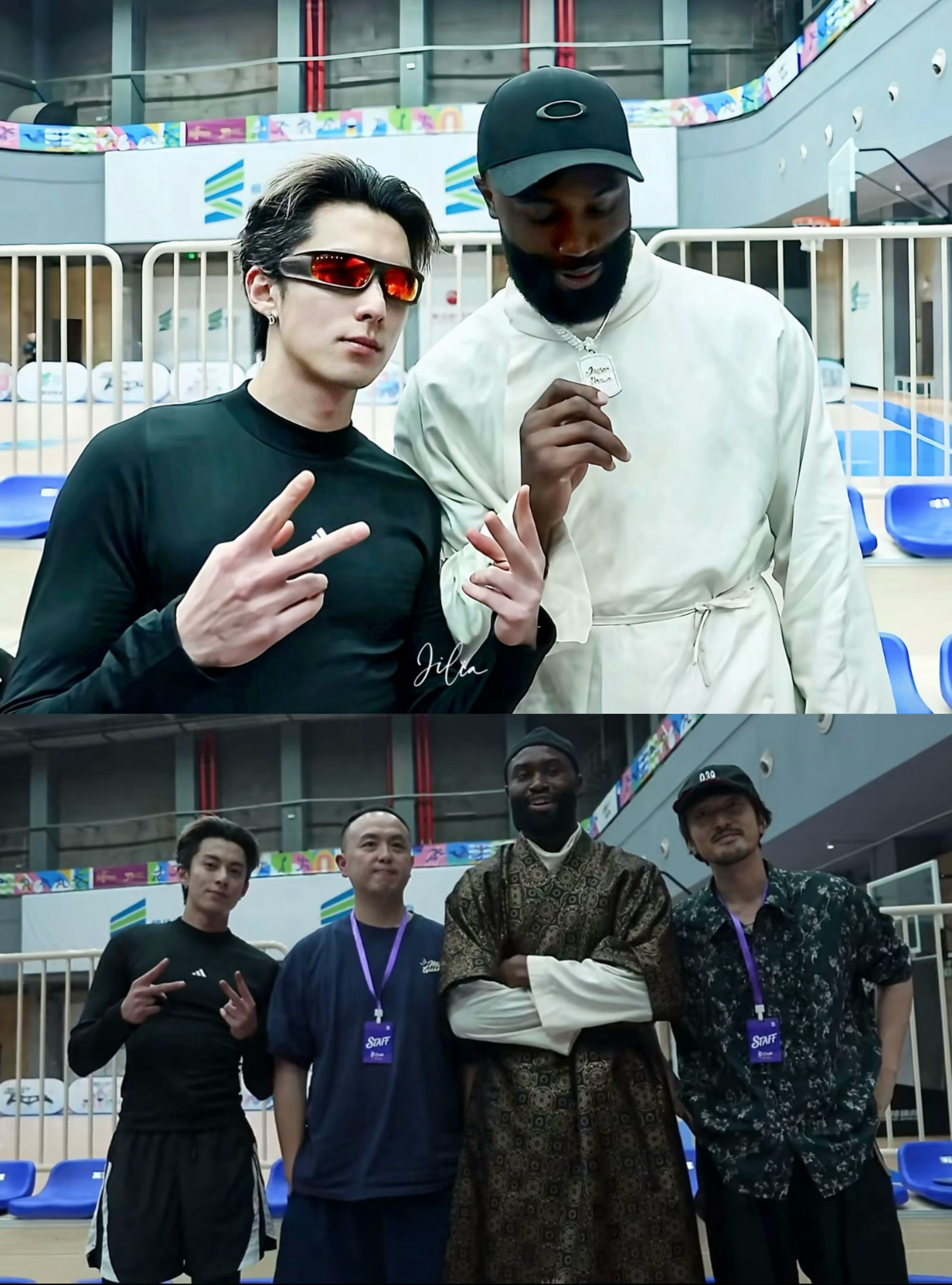 王鹤棣包场白鹿莫离。王鹤棣杰伦布朗探班合照棣棣在打球前送了布朗定制的项链，和自己