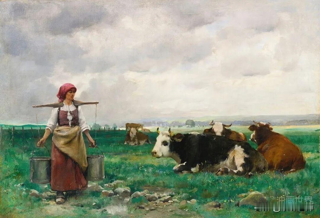 请你仔细观察画中女子使用的扁担，与你见过的扁担有什么不同？现实主义题材的绘画作品