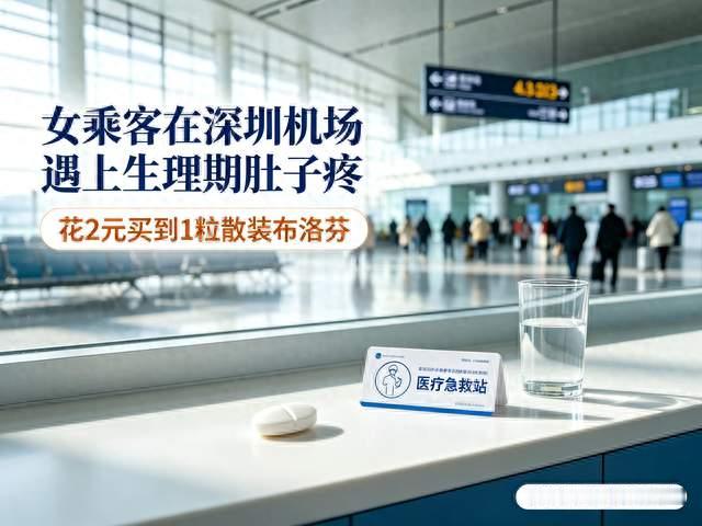 女乘客在深圳机场遇上生理期肚子疼，花2元买到1粒散装布洛芬