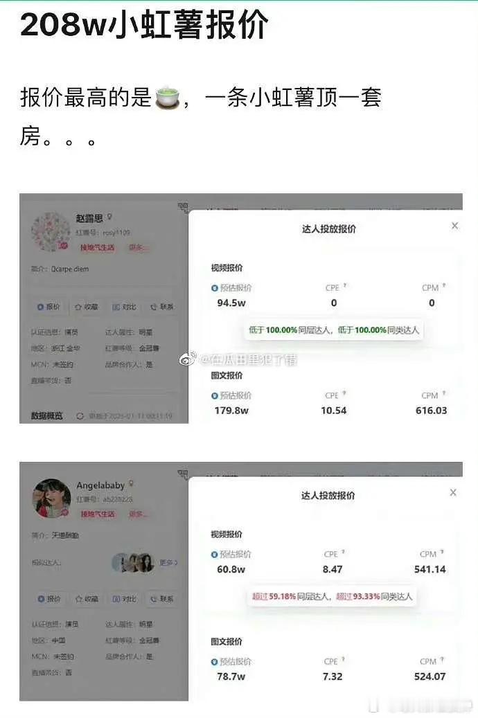 银河酷娱取关了赵露思赵露思发一条小红书179万这还是之前的报价，23年后据说在这