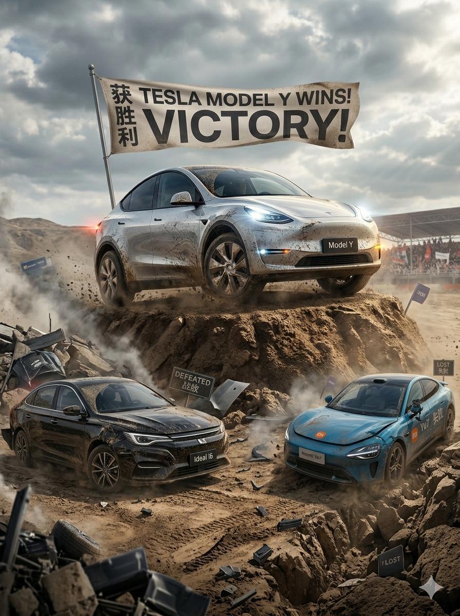 特斯拉ModelY再登国内销量冠军在座的各位都有责任，一个FSD残血版都打不过！