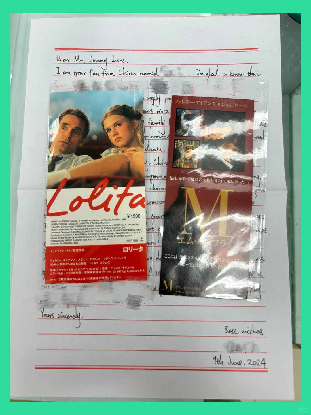 帮粉丝写信给奥斯卡影帝Jeremy Irons