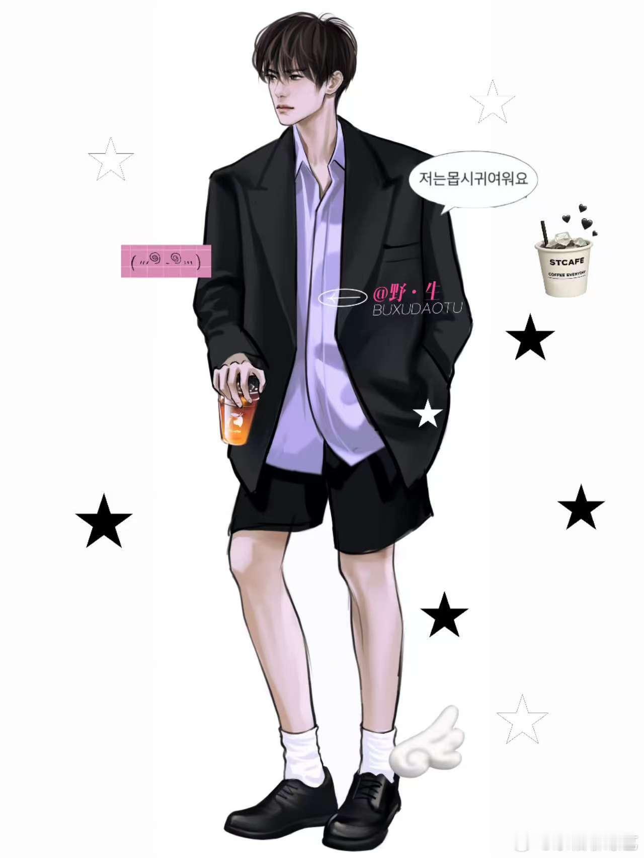 粉丝用画笔给易烊千玺换装  粉丝用画笔给易烊千玺换装真的是太有心意了呀，看到画出