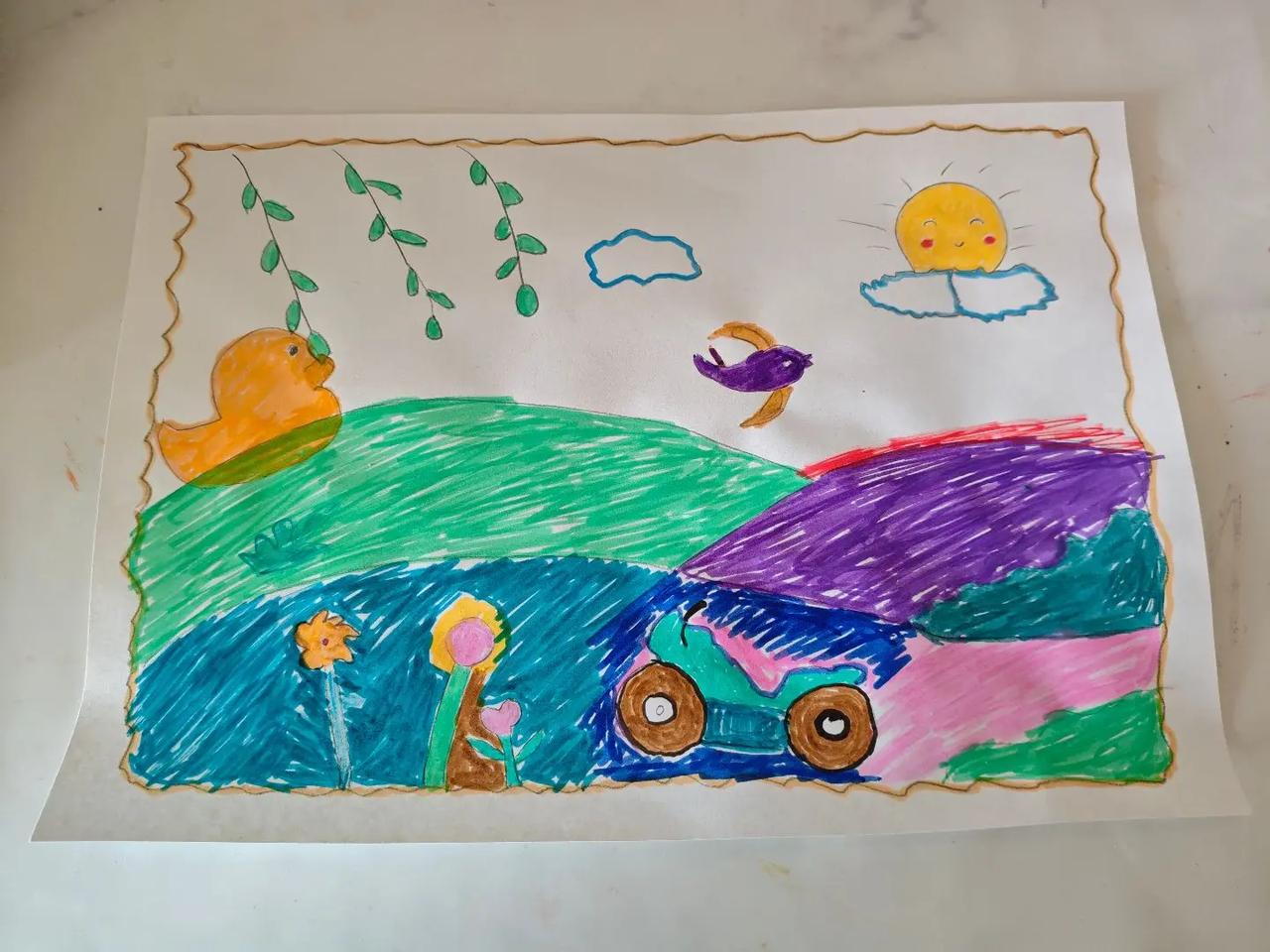 幼儿园布置的画画，我尽力了