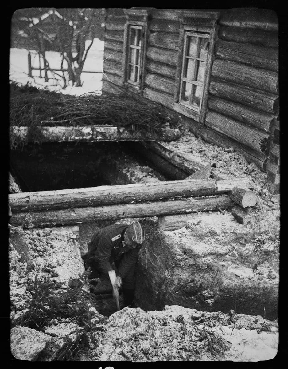列宁格勒地区德军掩体的建造。1941年冬季。伟大的卫国战争史