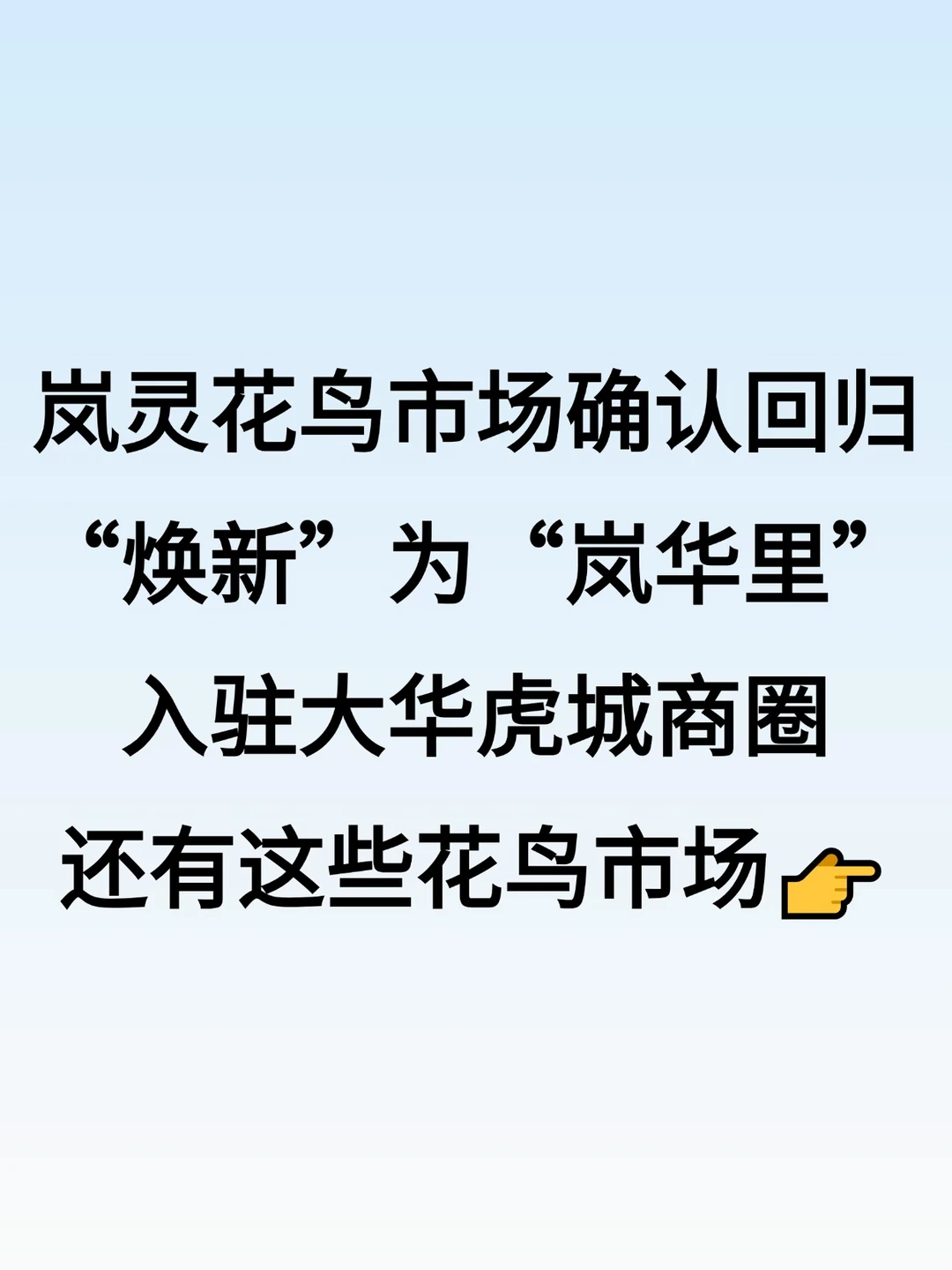 岚灵花鸟市场“搬迁至”大华虎城“岚华里”