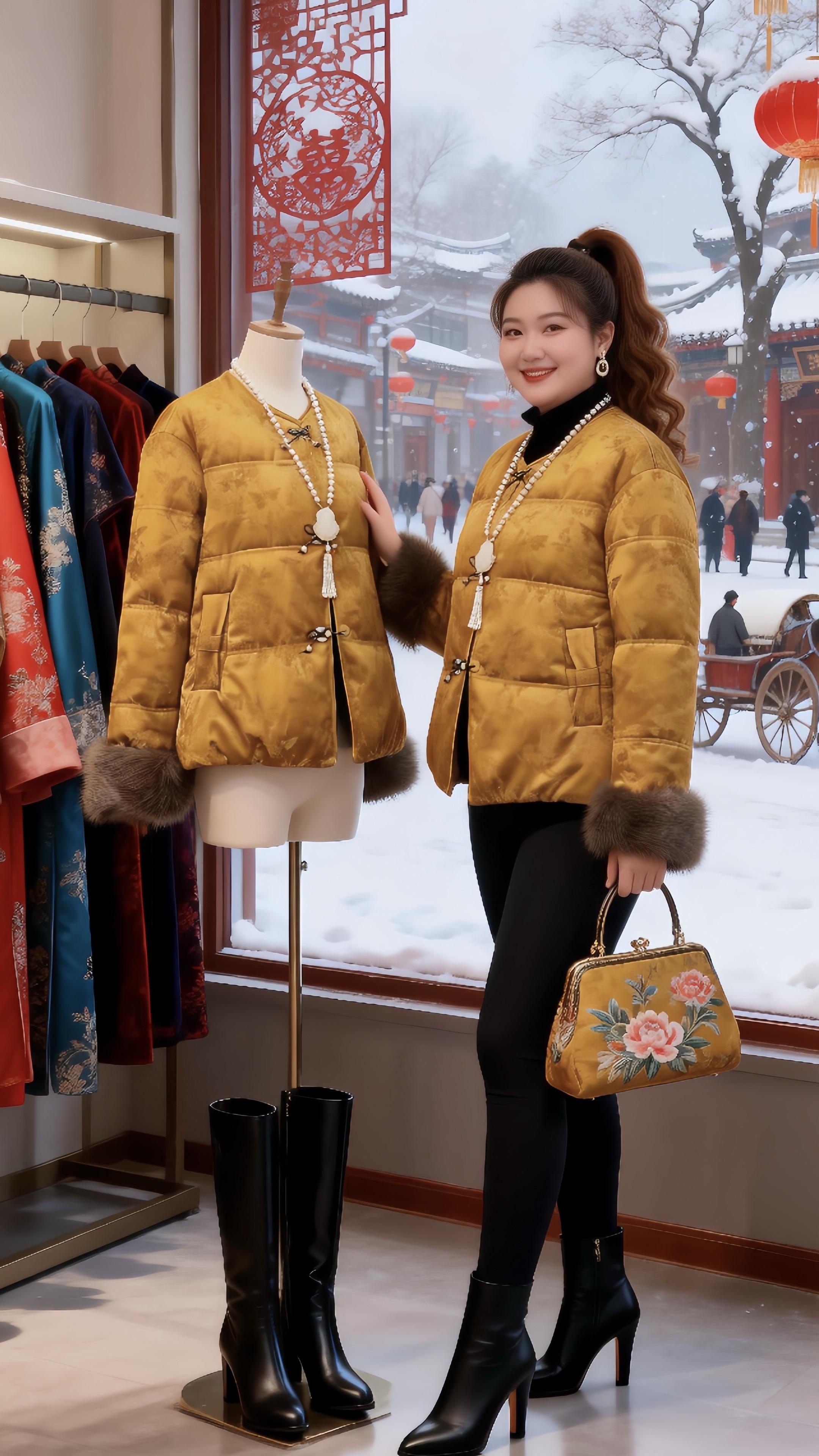 大码女装国风棉服新中式穿搭新年好运红我先穿上了胖妹妹的冬季有效穿搭