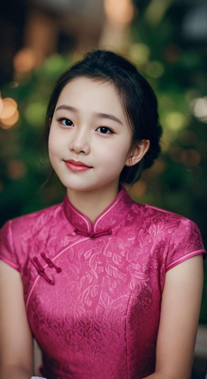 AI扩图 AI艳粉微笑